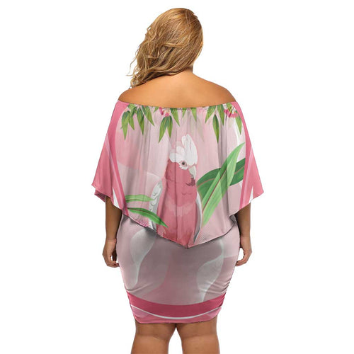 Galah Cockatoo Australia Off Shoulder Short Dress Aussie Native Eucalyptus Caesia Flowers