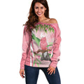 Galah Cockatoo Australia Off Shoulder Sweater Aussie Native Eucalyptus Caesia Flowers