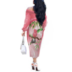 Galah Cockatoo Australia Off The Shoulder Long Sleeve Dress Aussie Native Eucalyptus Caesia Flowers