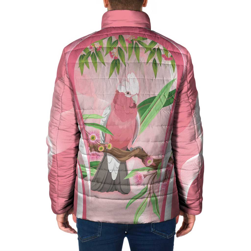 Galah Cockatoo Australia Padded Jacket Aussie Native Eucalyptus Caesia Flowers
