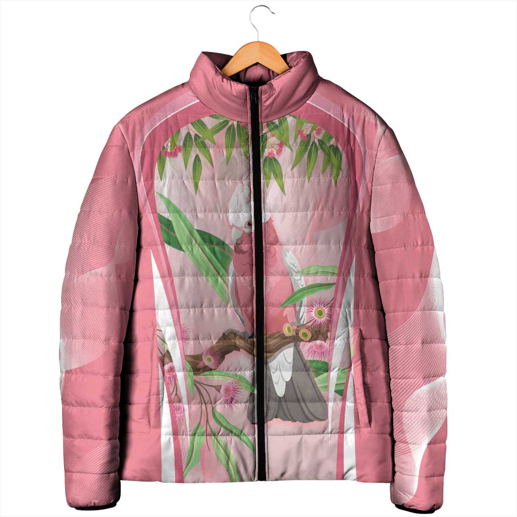Galah Cockatoo Australia Padded Jacket Aussie Native Eucalyptus Caesia Flowers