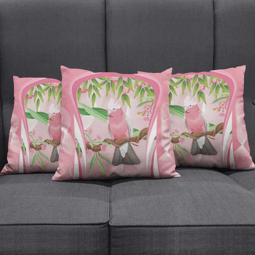Galah Cockatoo Australia Pillow Cover Aussie Native Eucalyptus Caesia Flowers