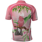 Galah Cockatoo Australia Polo Shirt Aussie Native Eucalyptus Caesia Flowers