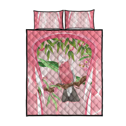 Galah Cockatoo Australia Quilt Bed Set Aussie Native Eucalyptus Caesia Flowers
