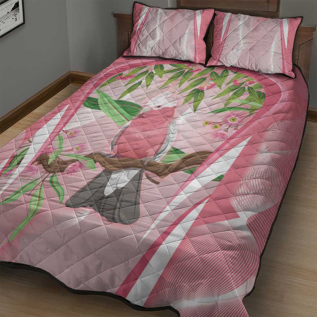 Galah Cockatoo Australia Quilt Bed Set Aussie Native Eucalyptus Caesia Flowers