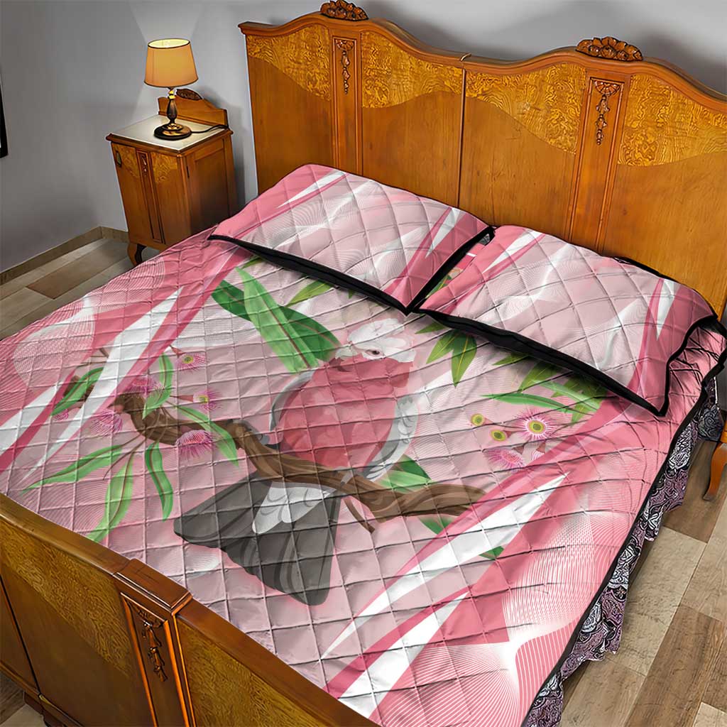 Galah Cockatoo Australia Quilt Bed Set Aussie Native Eucalyptus Caesia Flowers