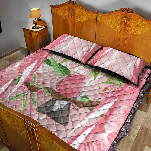 Galah Cockatoo Australia Quilt Bed Set Aussie Native Eucalyptus Caesia Flowers