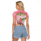 Galah Cockatoo Australia Raglan Cropped T Shirt Aussie Native Eucalyptus Caesia Flowers