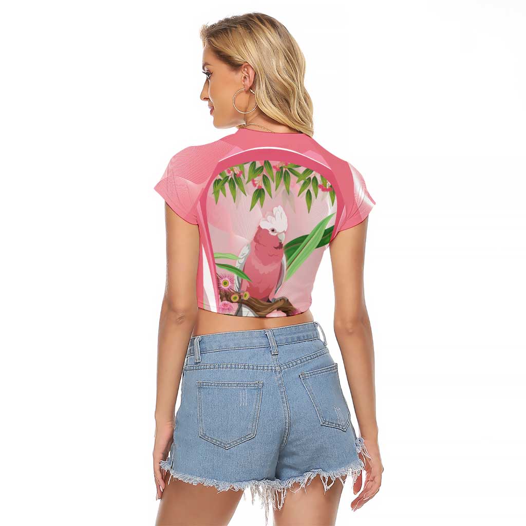 Galah Cockatoo Australia Raglan Cropped T Shirt Aussie Native Eucalyptus Caesia Flowers