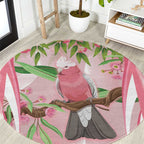 Galah Cockatoo Australia Round Carpet Aussie Native Eucalyptus Caesia Flowers