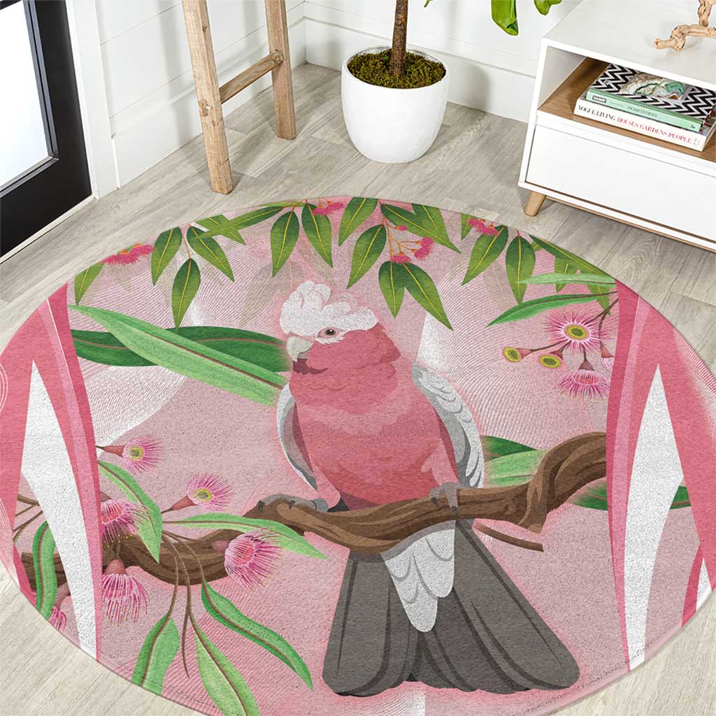 Galah Cockatoo Australia Round Carpet Aussie Native Eucalyptus Caesia Flowers