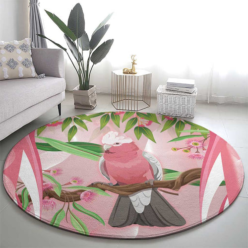 Galah Cockatoo Australia Round Carpet Aussie Native Eucalyptus Caesia Flowers