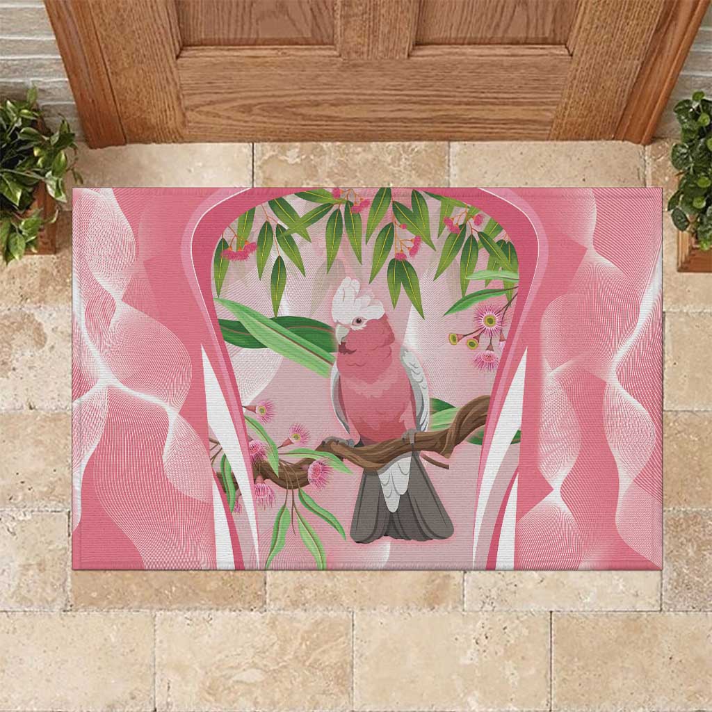 Galah Cockatoo Australia Rubber Doormat Aussie Native Eucalyptus Caesia Flowers
