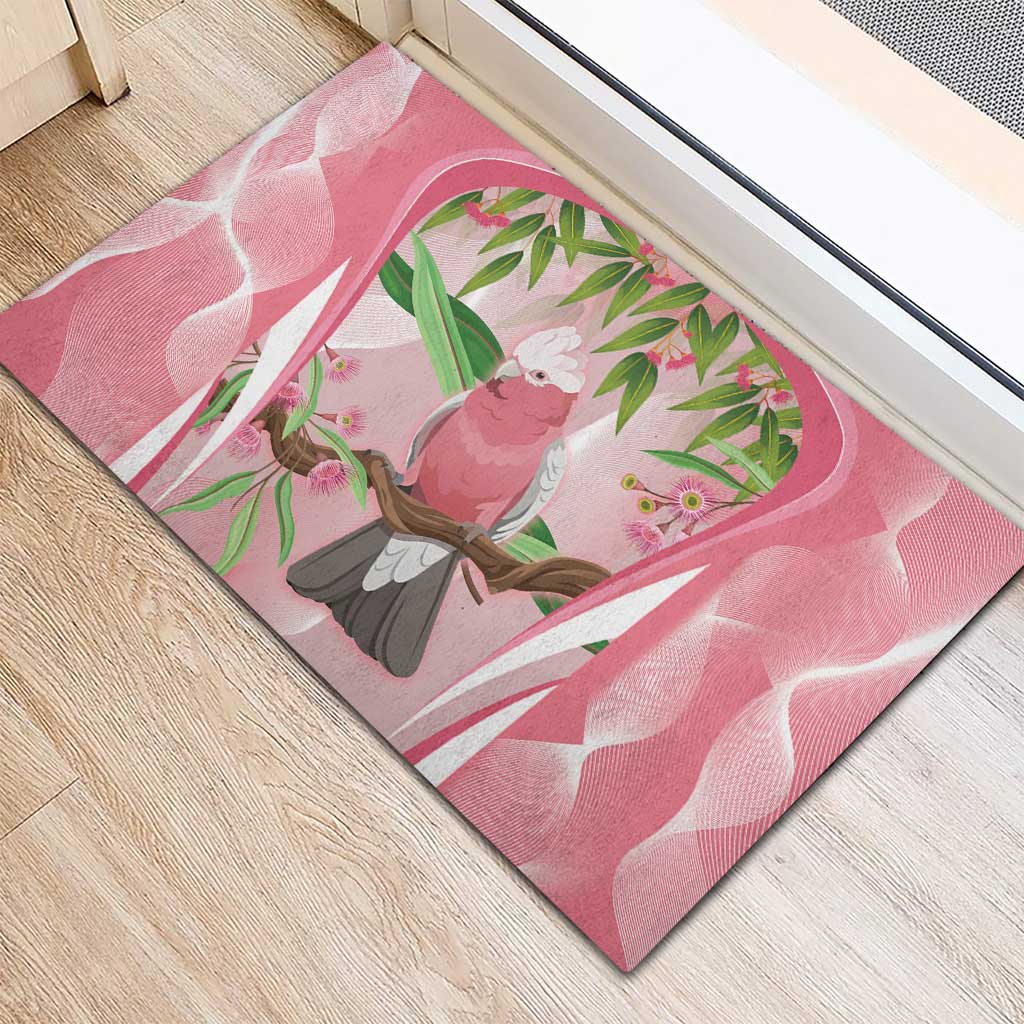 Galah Cockatoo Australia Rubber Doormat Aussie Native Eucalyptus Caesia Flowers