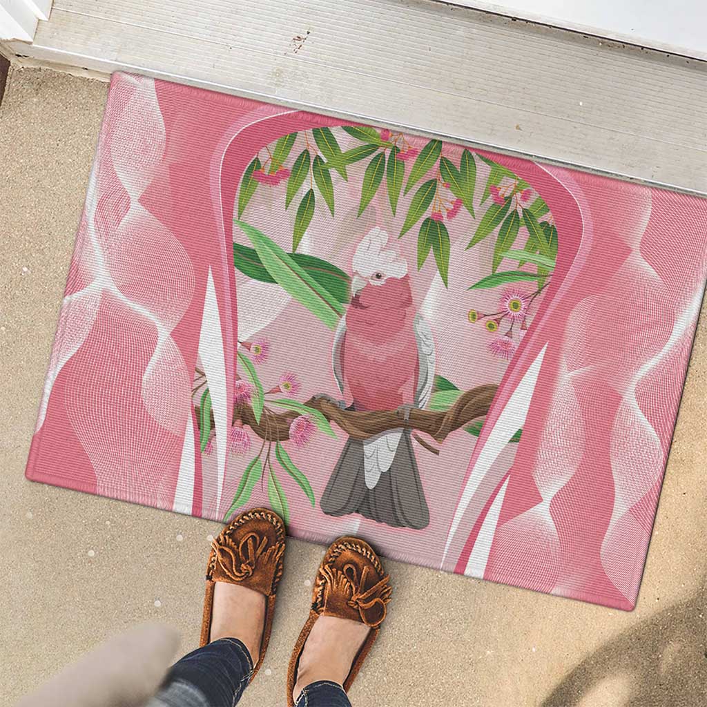 Galah Cockatoo Australia Rubber Doormat Aussie Native Eucalyptus Caesia Flowers