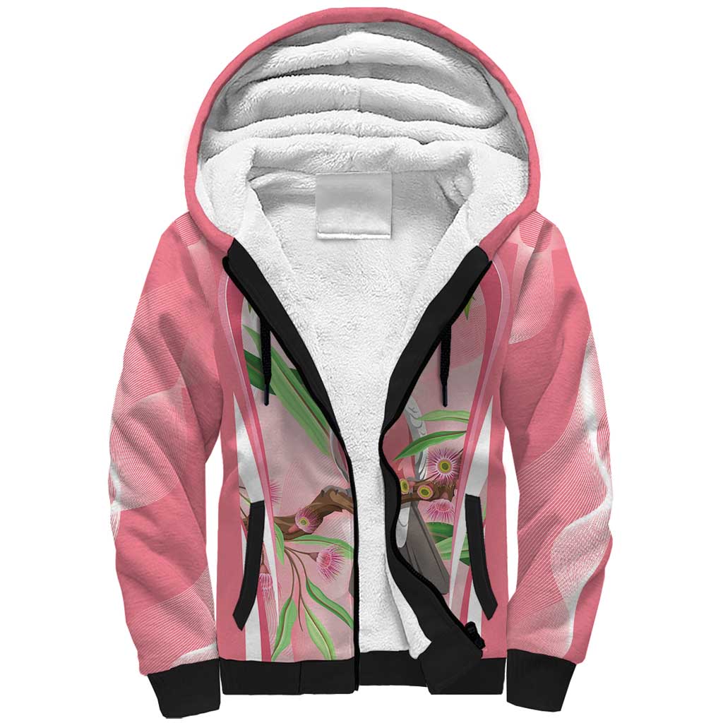 Galah Cockatoo Australia Sherpa Hoodie Aussie Native Eucalyptus Caesia Flowers