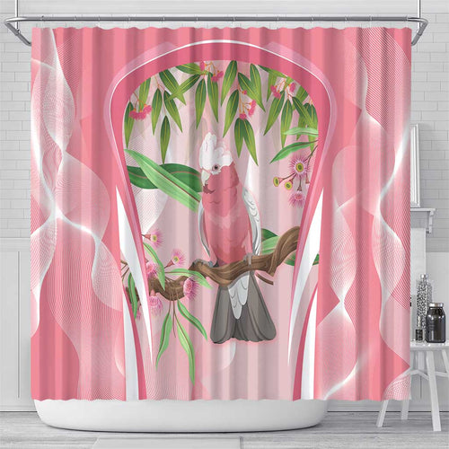 Galah Cockatoo Australia Shower Curtain Aussie Native Eucalyptus Caesia Flowers