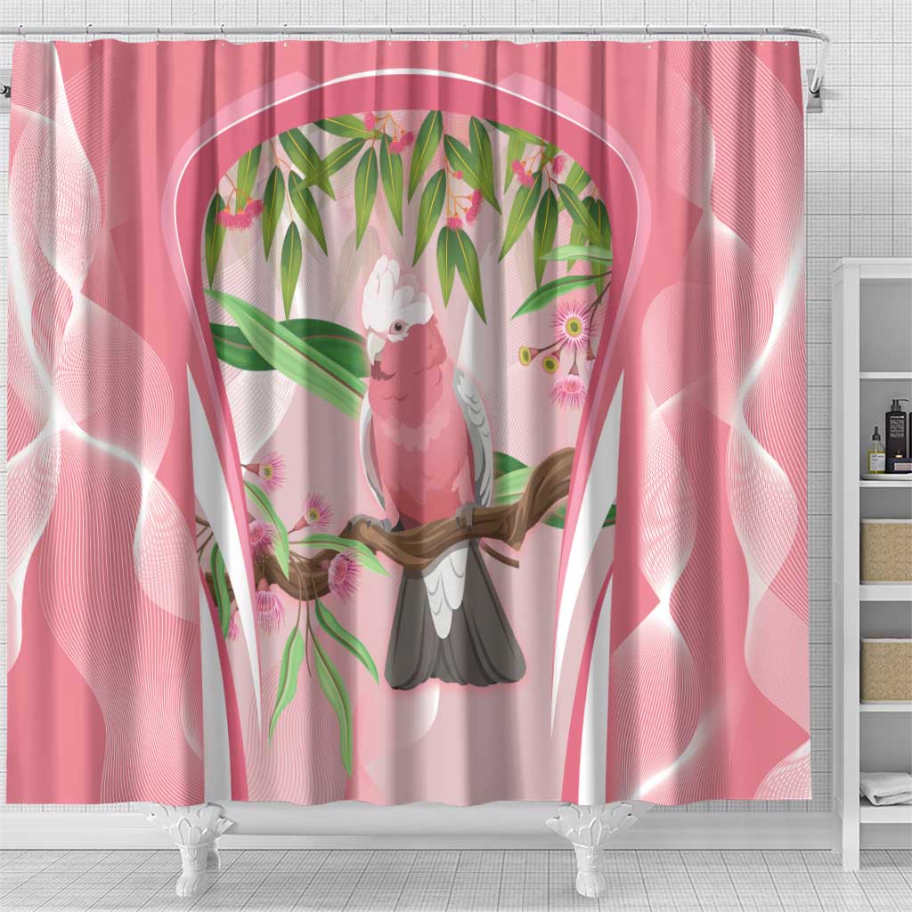 Galah Cockatoo Australia Shower Curtain Aussie Native Eucalyptus Caesia Flowers