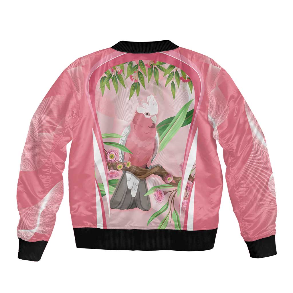 Galah Cockatoo Australia Sleeve Zip Bomber Jacket Aussie Native Eucalyptus Caesia Flowers