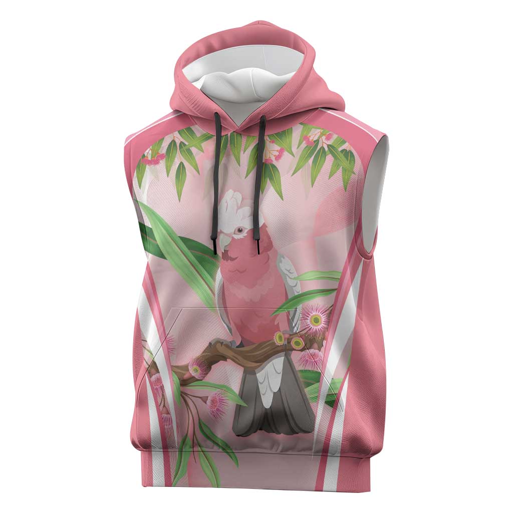 Galah Cockatoo Australia Sleeveless Hoodie Aussie Native Eucalyptus Caesia Flowers