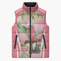 Galah Cockatoo Australia Sleeveless Puffer Jacket Aussie Native Eucalyptus Caesia Flowers