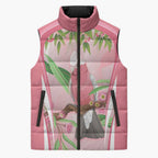 Galah Cockatoo Australia Sleeveless Puffer Jacket Aussie Native Eucalyptus Caesia Flowers
