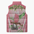 Galah Cockatoo Australia Sleeveless Puffer Jacket Aussie Native Eucalyptus Caesia Flowers