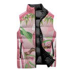 Galah Cockatoo Australia Sleeveless Puffer Jacket Aussie Native Eucalyptus Caesia Flowers