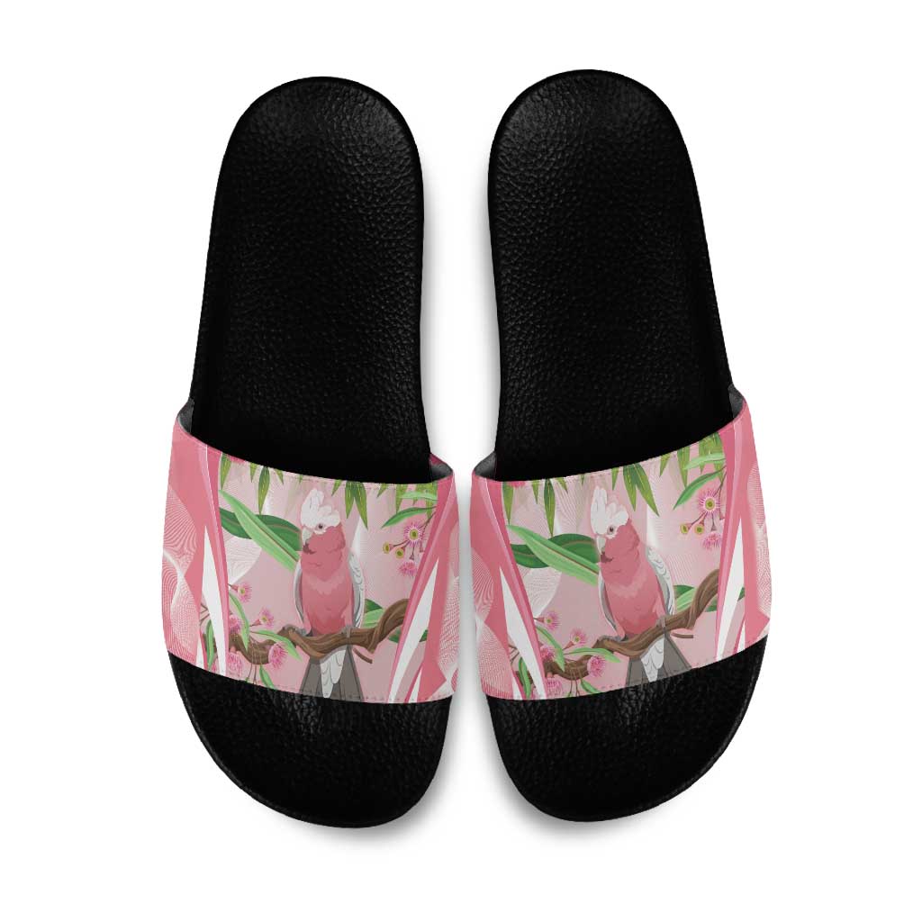 Galah Cockatoo Australia Slide Sandals Aussie Native Eucalyptus Caesia Flowers