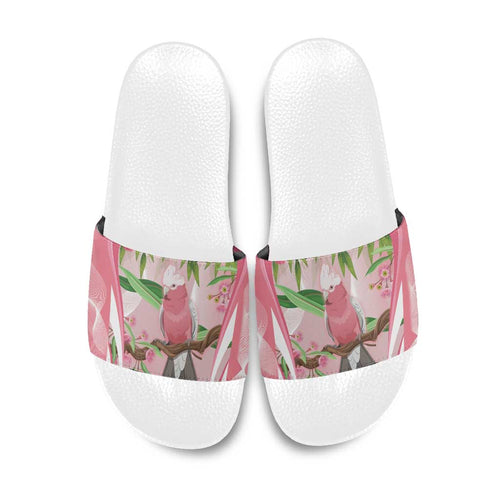 Galah Cockatoo Australia Slide Sandals Aussie Native Eucalyptus Caesia Flowers