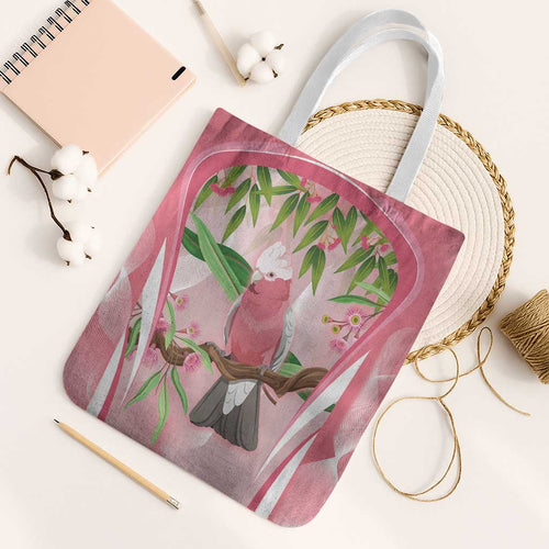Galah Cockatoo Australia Tote Bag Aussie Native Eucalyptus Caesia Flowers