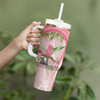 Galah Cockatoo Australia Tumbler With Handle Aussie Native Eucalyptus Caesia Flowers