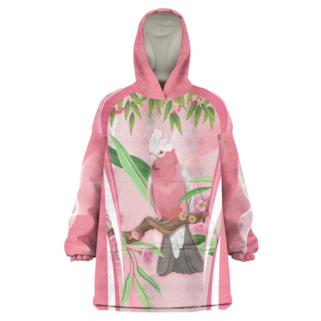 Galah Cockatoo Australia Wearable Blanket Hoodie Aussie Native Eucalyptus Caesia Flowers