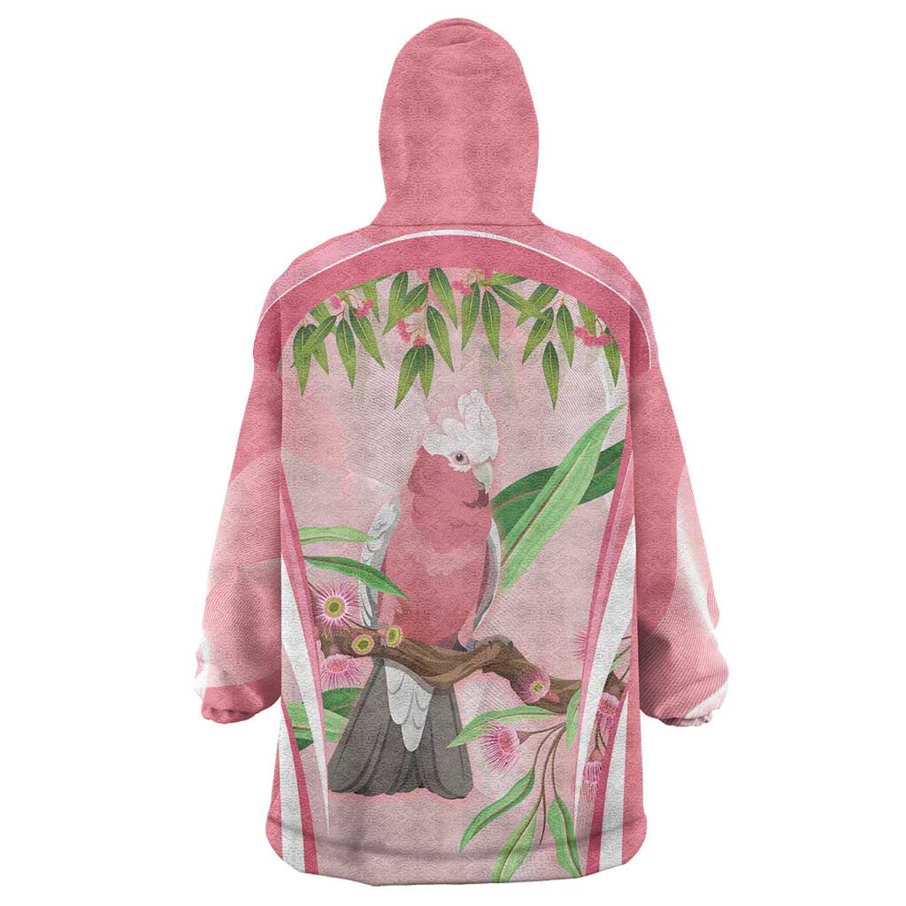 Galah Cockatoo Australia Wearable Blanket Hoodie Aussie Native Eucalyptus Caesia Flowers