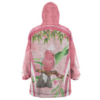 Galah Cockatoo Australia Wearable Blanket Hoodie Aussie Native Eucalyptus Caesia Flowers