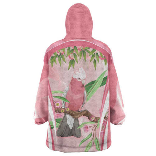 Galah Cockatoo Australia Wearable Blanket Hoodie Aussie Native Eucalyptus Caesia Flowers