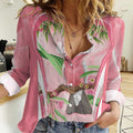 Galah Cockatoo Australia Women Casual Shirt Aussie Native Eucalyptus Caesia Flowers
