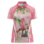 Galah Cockatoo Australia Women Polo Shirt Aussie Native Eucalyptus Caesia Flowers