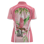 Galah Cockatoo Australia Women Polo Shirt Aussie Native Eucalyptus Caesia Flowers