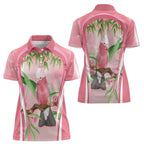 Galah Cockatoo Australia Women Polo Shirt Aussie Native Eucalyptus Caesia Flowers