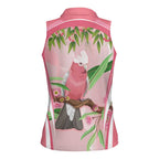 Galah Cockatoo Australia Women Sleeveless Polo Shirt Aussie Native Eucalyptus Caesia Flowers
