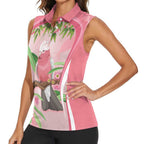 Galah Cockatoo Australia Women Sleeveless Polo Shirt Aussie Native Eucalyptus Caesia Flowers