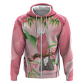 Galah Cockatoo Australia Zip Hoodie Aussie Native Eucalyptus Caesia Flowers