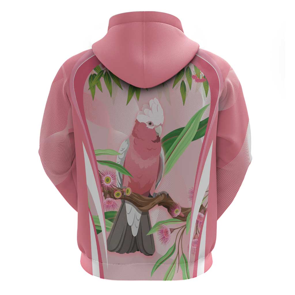 Galah Cockatoo Australia Zip Hoodie Aussie Native Eucalyptus Caesia Flowers