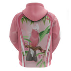 Galah Cockatoo Australia Zip Hoodie Aussie Native Eucalyptus Caesia Flowers