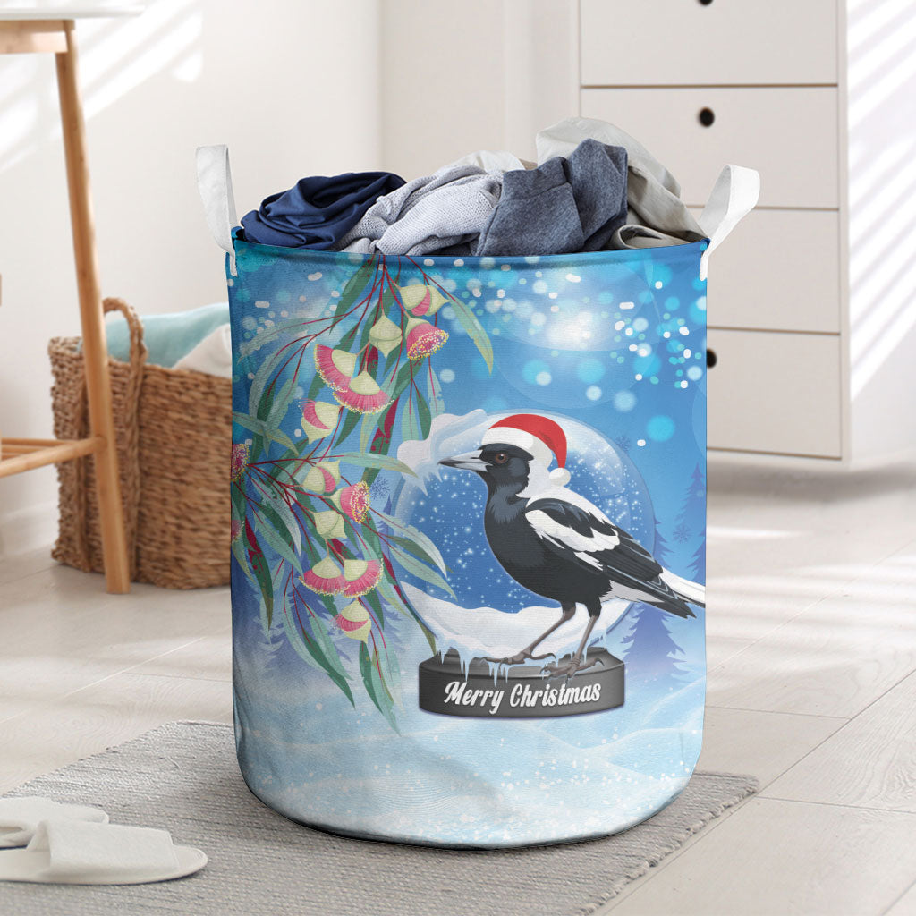 Australia Magpie Christmas In July Laundry Basket Eucalyptus Snow Globe Merry Xmas