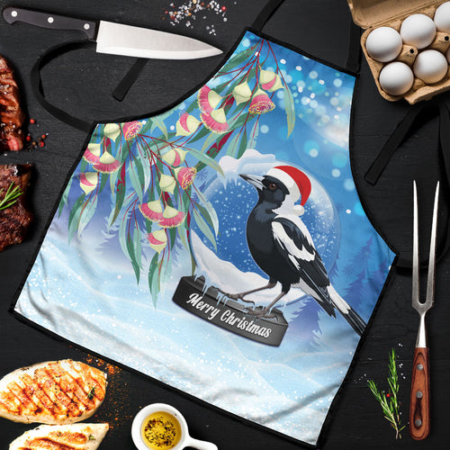 Australia Magpie Christmas In July Apron Eucalyptus Snow Globe Merry Xmas