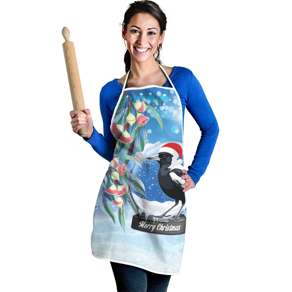 Australia Magpie Christmas In July Apron Eucalyptus Snow Globe Merry Xmas