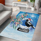 Australia Magpie Christmas In July Area Rug Eucalyptus Snow Globe Merry Xmas
