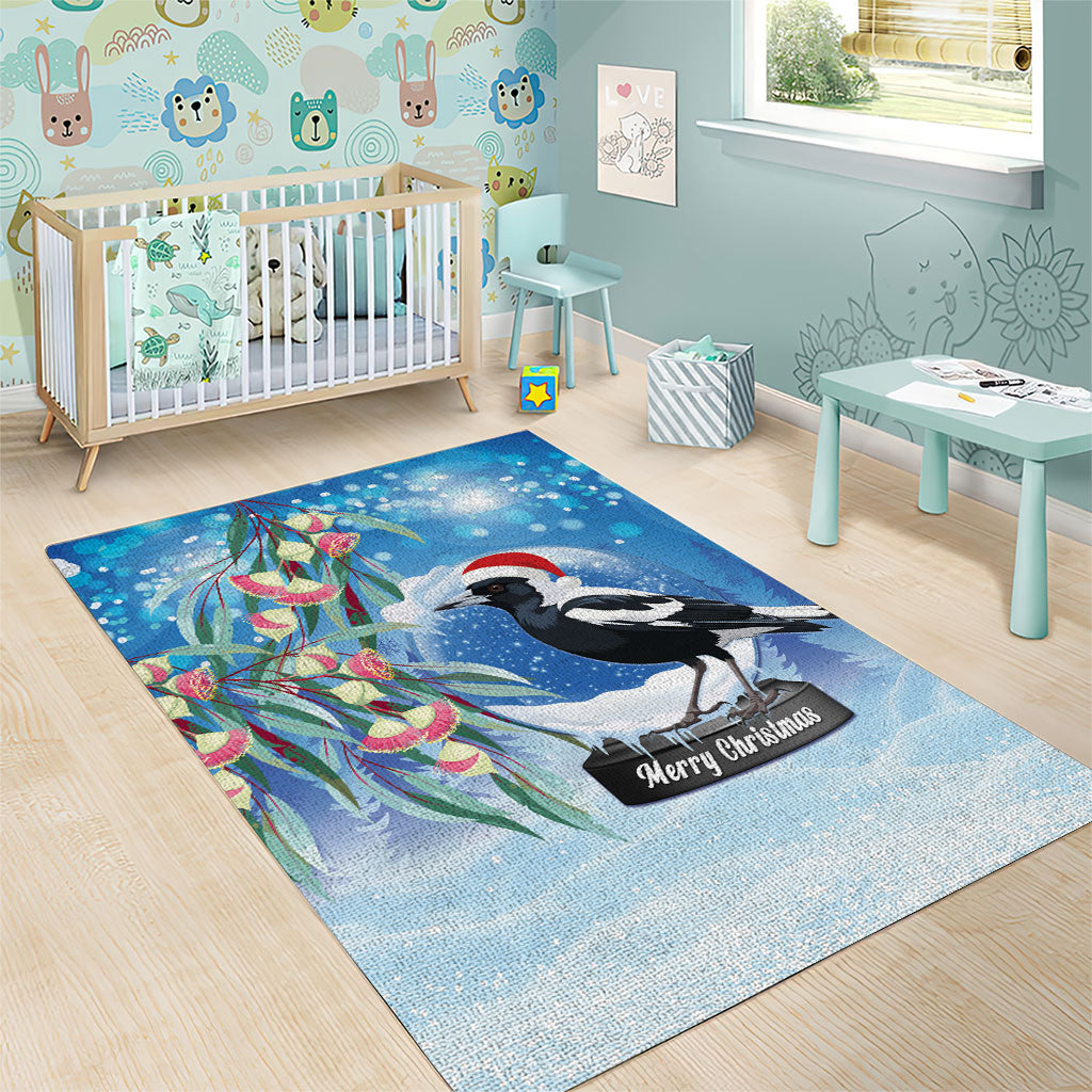 Australia Magpie Christmas In July Area Rug Eucalyptus Snow Globe Merry Xmas